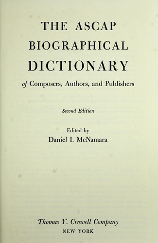 Cover for The ASCAP biographical dictionary of composers, authors and publishers.