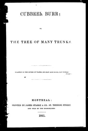 Cover for Cubbeer Burr, or, The tree of many trunks