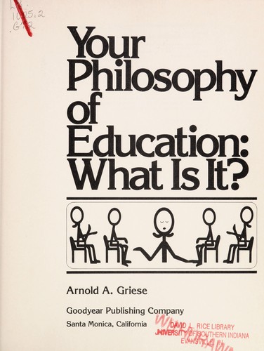 Cover for Your philosophy of education--what is it?