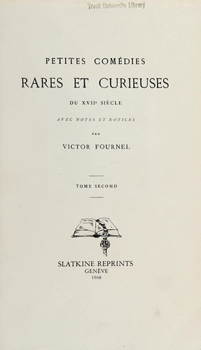 Cover for Petites comédies rares et curieuses du XVIIe siècle