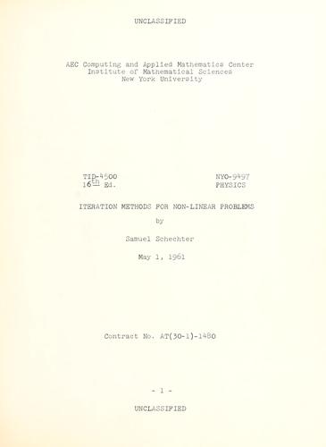 Cover for Iteration methods for non-linear problems.