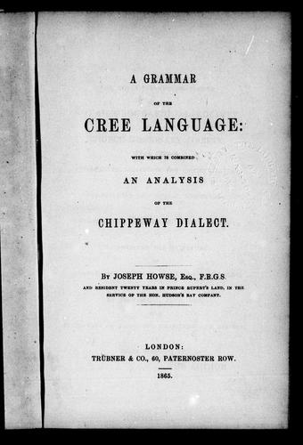 Cover for A grammar of the Cree language