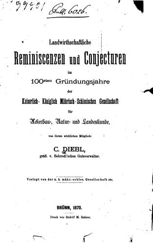 Cover for Landwirthschaftliche Reminiscenzen und Conjecturen im 100sten Gründungsjahre der Kaiserlich ...
