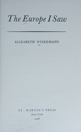 Cover for The Europe I Saw