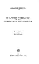 Cover for Die slavischen Ansiedelungen in der Altmark und im Magdeburgischen