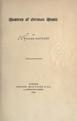Cover for Masters of German music.