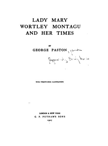 Cover for Lady Mary Wortley Montagu and her times