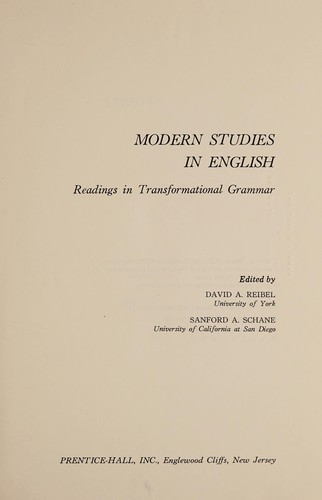 Cover for Modern studies in English