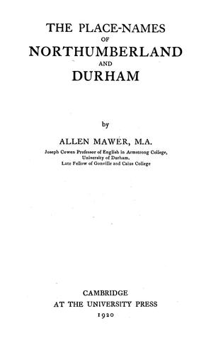 Cover for The place-names of Northumberland and Durham