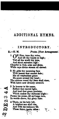 Cover for Additional Hymns: Adopted by the General Synod, of the Reformed Dutch Church, in North America ...