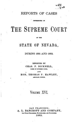 Cover for Reports of Decisions of the Supreme Court of the State of Nevada