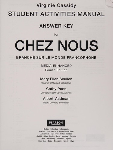Cover for SAM Answer Key for Chez Nous
