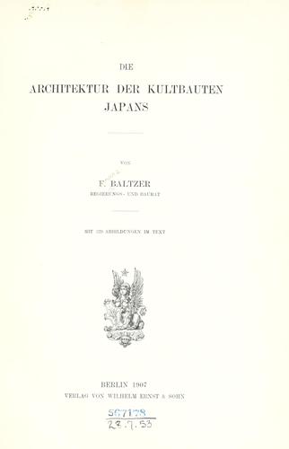 Cover for Architektur der Kultbauten Japans.