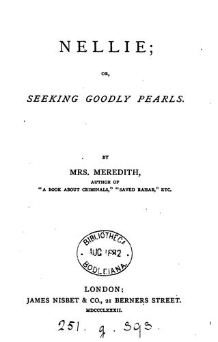Cover for Nellie; or, Seeking goodly pearls