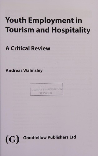 Cover for Youth Employment in Tourism and Hospitality