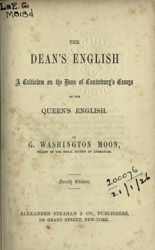 Cover for The Dean's English