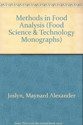 Cover for Methods in food analysis