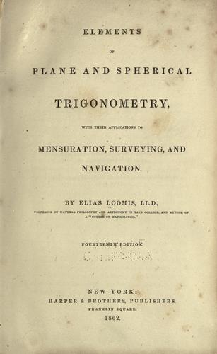 Cover for Elements of plane and spherical trigonometry