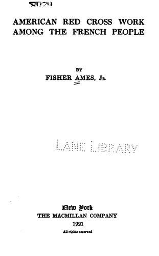 Cover for American Red Cross work among the French people