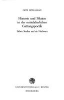 Cover for Historie und Fiktion in der mittelalterlichen Gattungspoetik