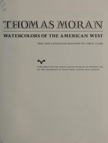 Cover for Thomas Moran