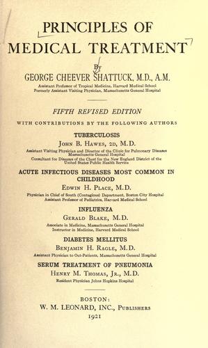 Cover for Principles of medical treatment