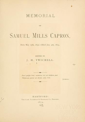 Cover for Memorial of Samuel Mills Capron
