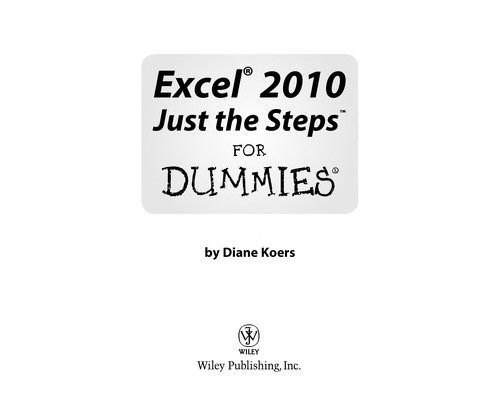 Cover for Excel 2010 just the steps for dummies