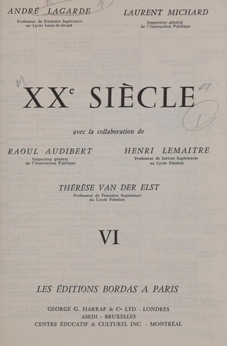 Cover for XXe [i.e. Vingtième] siècle