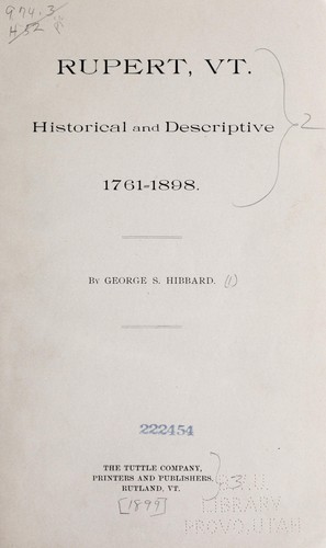 Cover for Rupert, Vt