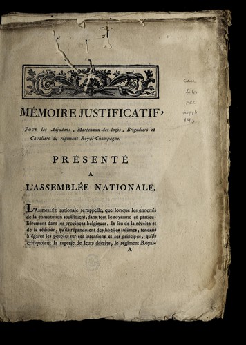 Cover for Me moire justificatif