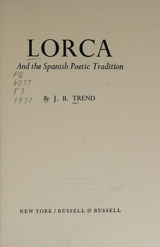 Cover for Lorca and the Spanish poetic tradition
