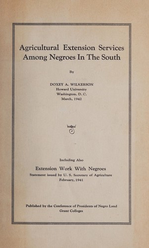 Cover for Agricultural extension services among Negroes in the South