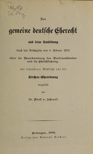 Cover for Das gemeine deutsche Eherecht und seine Umbildung