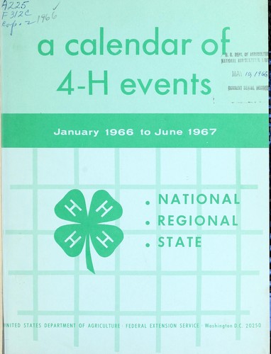 Cover for A Calendar of 4-H events