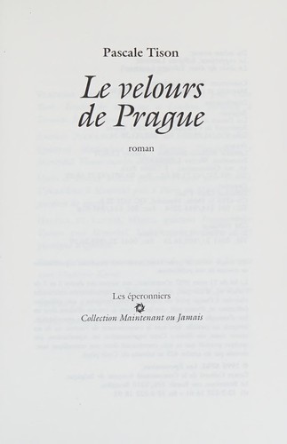 Cover for Le velours de Prague