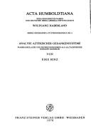 Cover for Analyse aztekischer Gedankensysteme