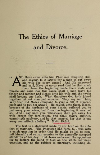 Cover for The ethics of marriage and divorce