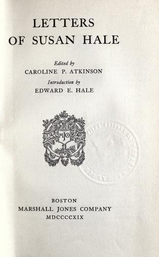 Cover for Letters of Susan Hale