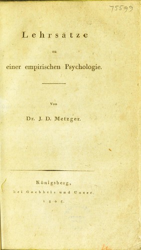 Cover for Lehrs©Þtze zu einer empirischen Psychologie