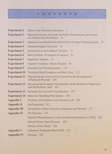 Cover for Experiments in General Chemistry Part I