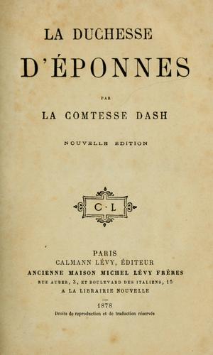 Cover for La duchesse d'Éponnes