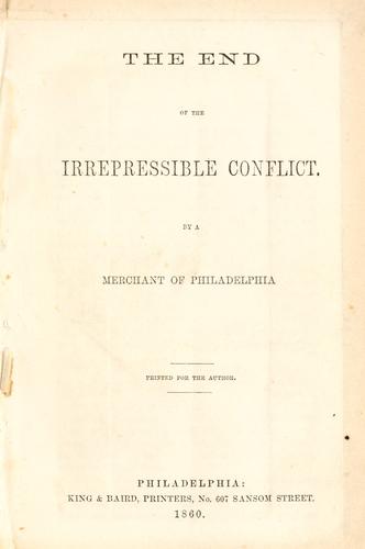 Cover for The end of the irrepressible conflict