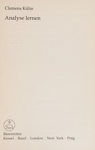 Cover for Analyse lernen
