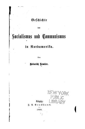 Cover for Geschichte des Socialismus und Communismus in Nordamerika