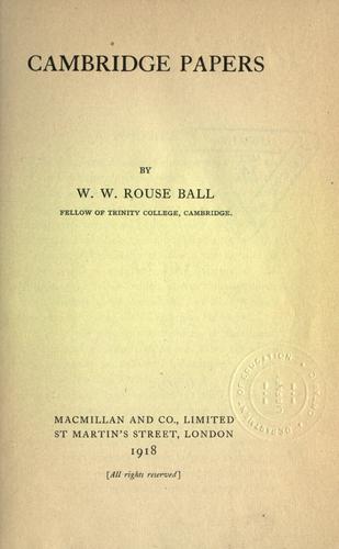 Cover for Cambridge papers