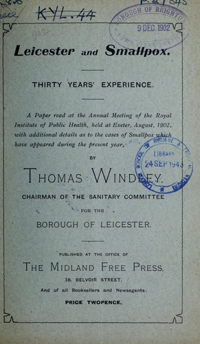 Cover for Leicester and smallpox
