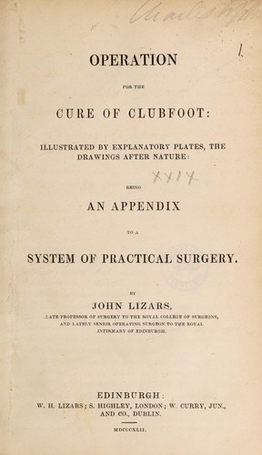 Cover for Operation for the cure of clubfoot