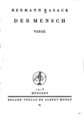 Cover for Der Mensch: Verse