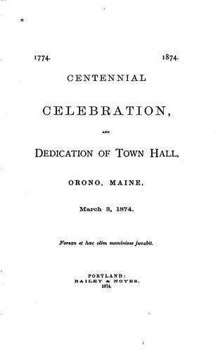 Cover for Centennial Celebration and Dedicaion of Town Hall